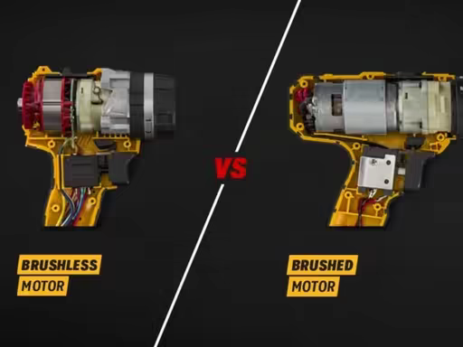 Comparación en corte de motor brushless y motor con escobillas dentro de una herramienta
