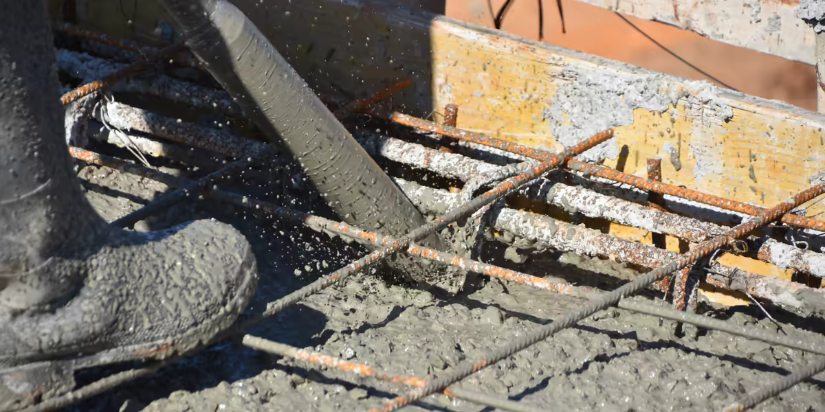 Vibrador de concreto en uso durante el vaciado en obra | GNH