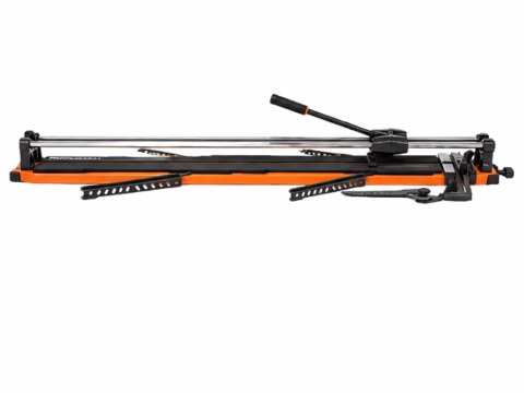 Cortabaldosas 100cm sistema imán rieles acero sólido vista lateral