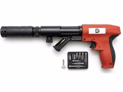 Pistola 307m silenciador tiro a tiro fulminante calibre 22 perno 1/2'-2'