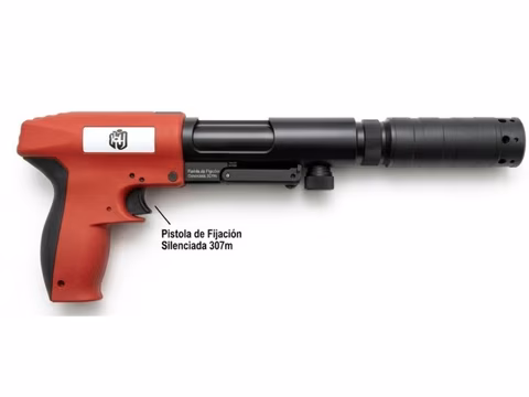 Pistola 307m silenciador tiro a tiro fulminante calibre 22 perno 1/2'-2'